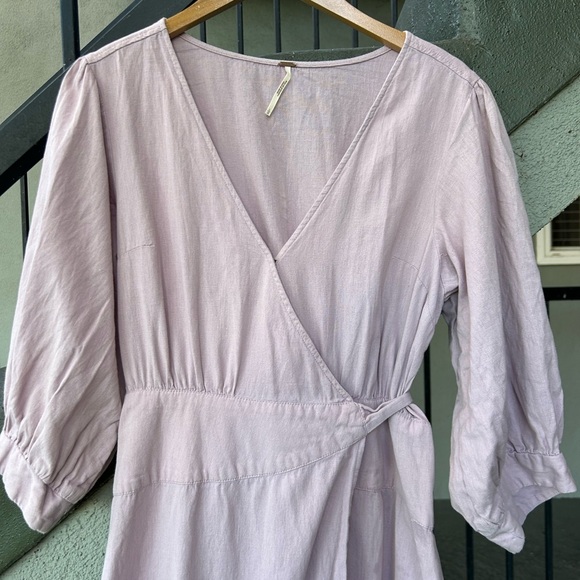 Free People Don't Mind if I Do Midi Wrap Dress Bohemian Vacation Sz Large - Picture 7 of 11